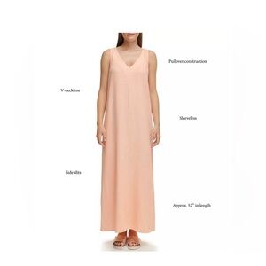 🧡 NWT DKNY linen blend peach soft orange maxi dress‎ beach cover up  Sz MED